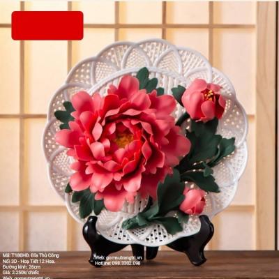 ĐĨA THỦ CÔNG NỔI 3D - HỌA TIẾT 12 HOA